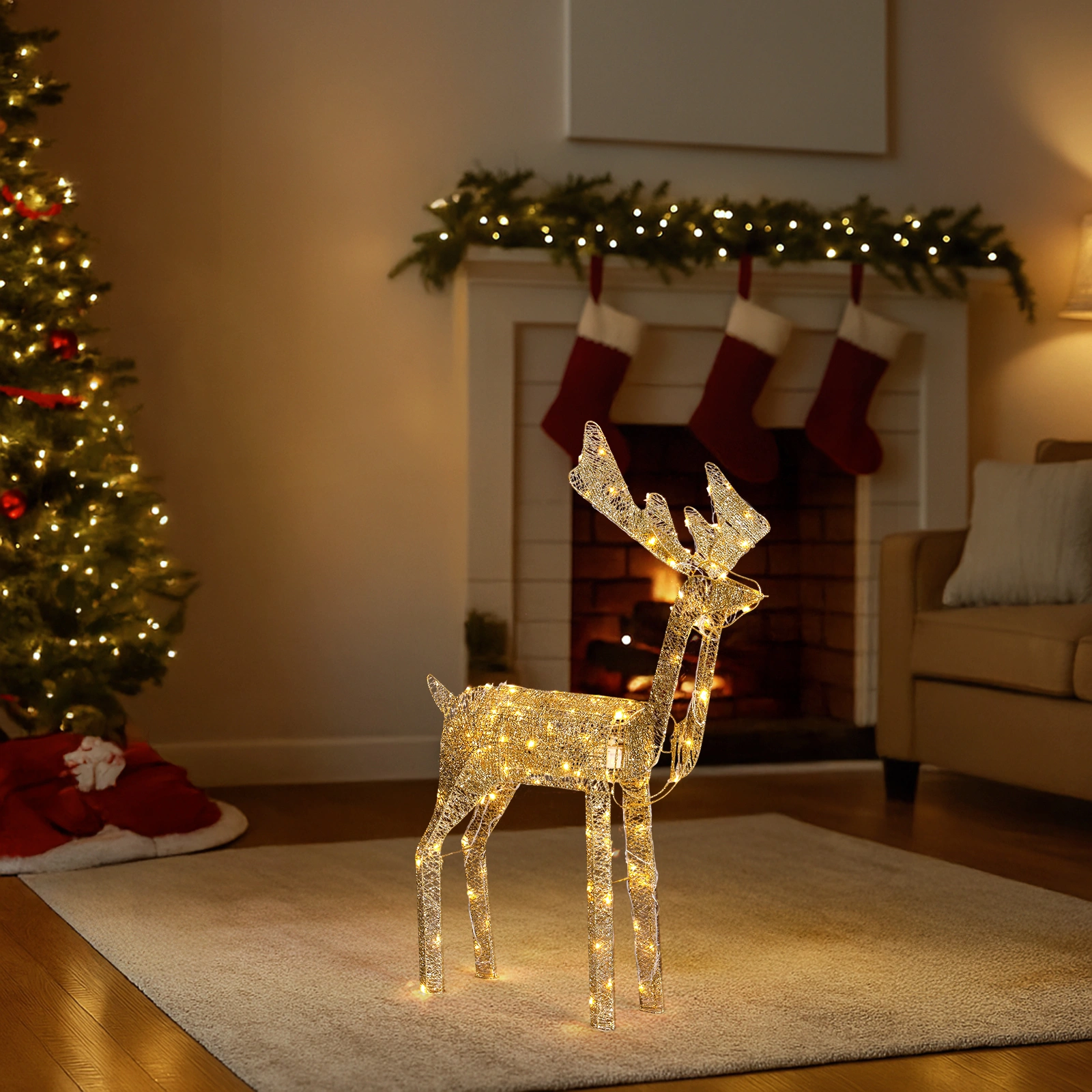 3.6FT Motorized Reindeer with Shaking Head, Outdoor Christmas Decorations with Motor & 120 Warm White LED Lights, for Xmas Outdoor Holiday Indoor Decor Lighted Holiday Displays view 11