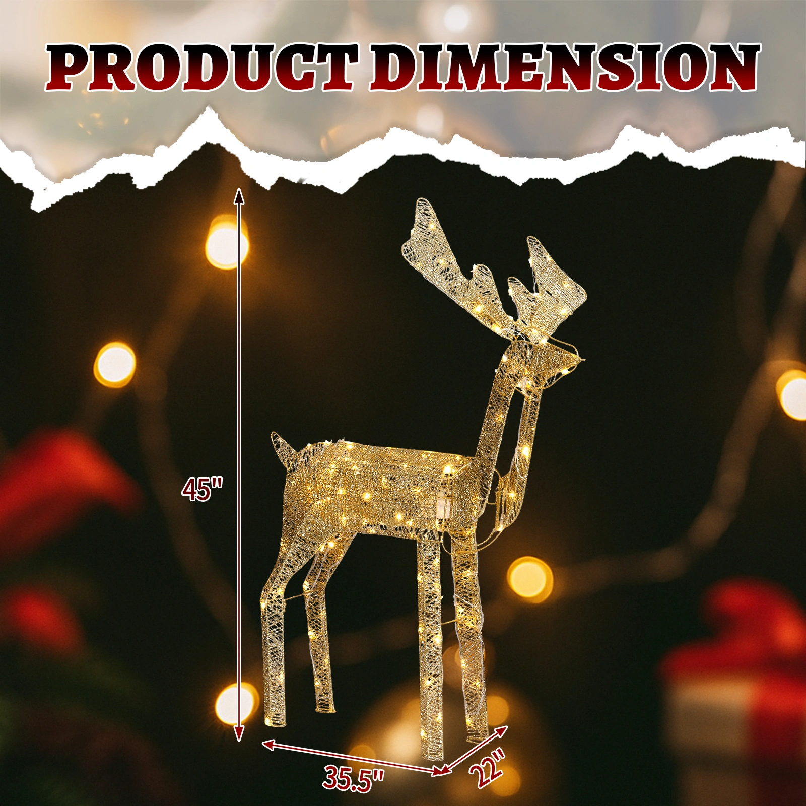 3.6FT Motorized Reindeer with Shaking Head, Outdoor Christmas Decorations with Motor & 120 Warm White LED Lights, for Xmas Outdoor Holiday Indoor Decor Lighted Holiday Displays view 7