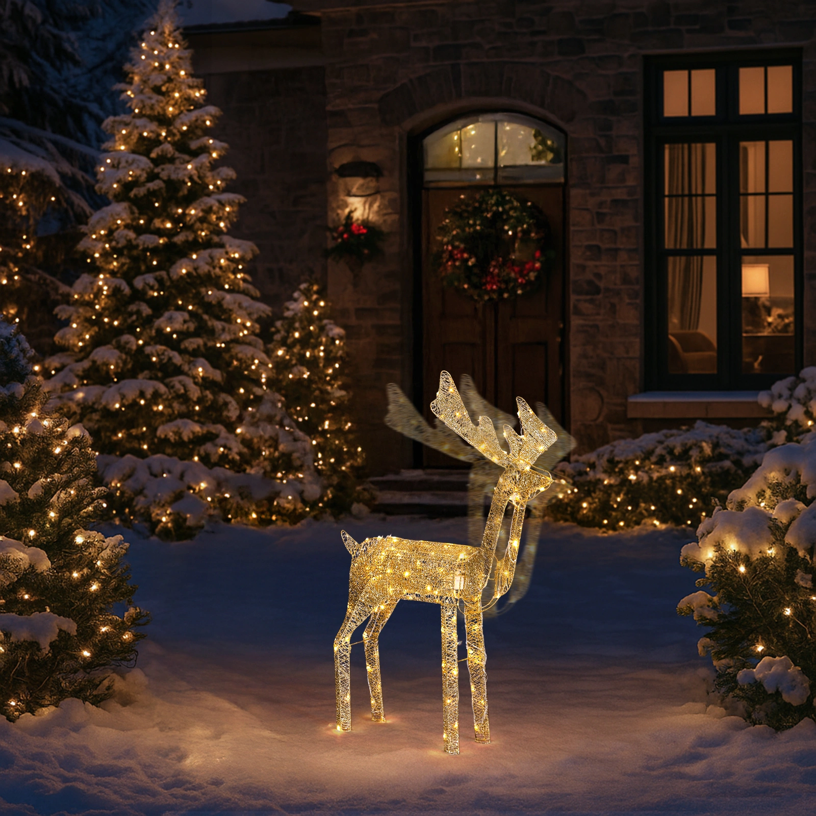 3.6FT Motorized Reindeer with Shaking Head, Outdoor Christmas Decorations with Motor & 120 Warm White LED Lights, for Xmas Outdoor Holiday Indoor Decor Lighted Holiday Displays view 9