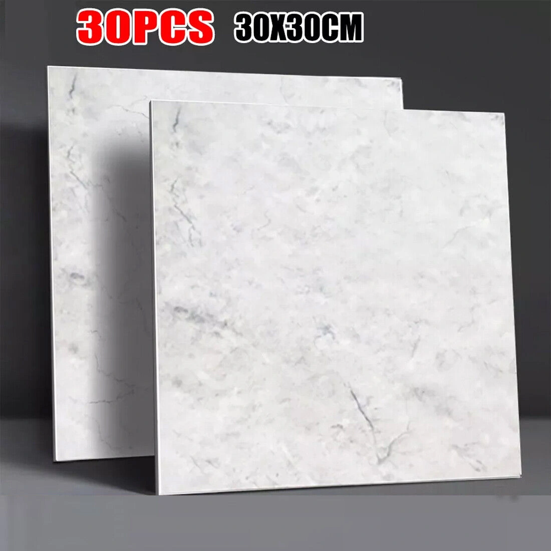 30Pcs PVC Marble Wall Tile Stickers, Self-Adhesive Vinyl Backsplash for Kitchen Bathroom Decor view 3