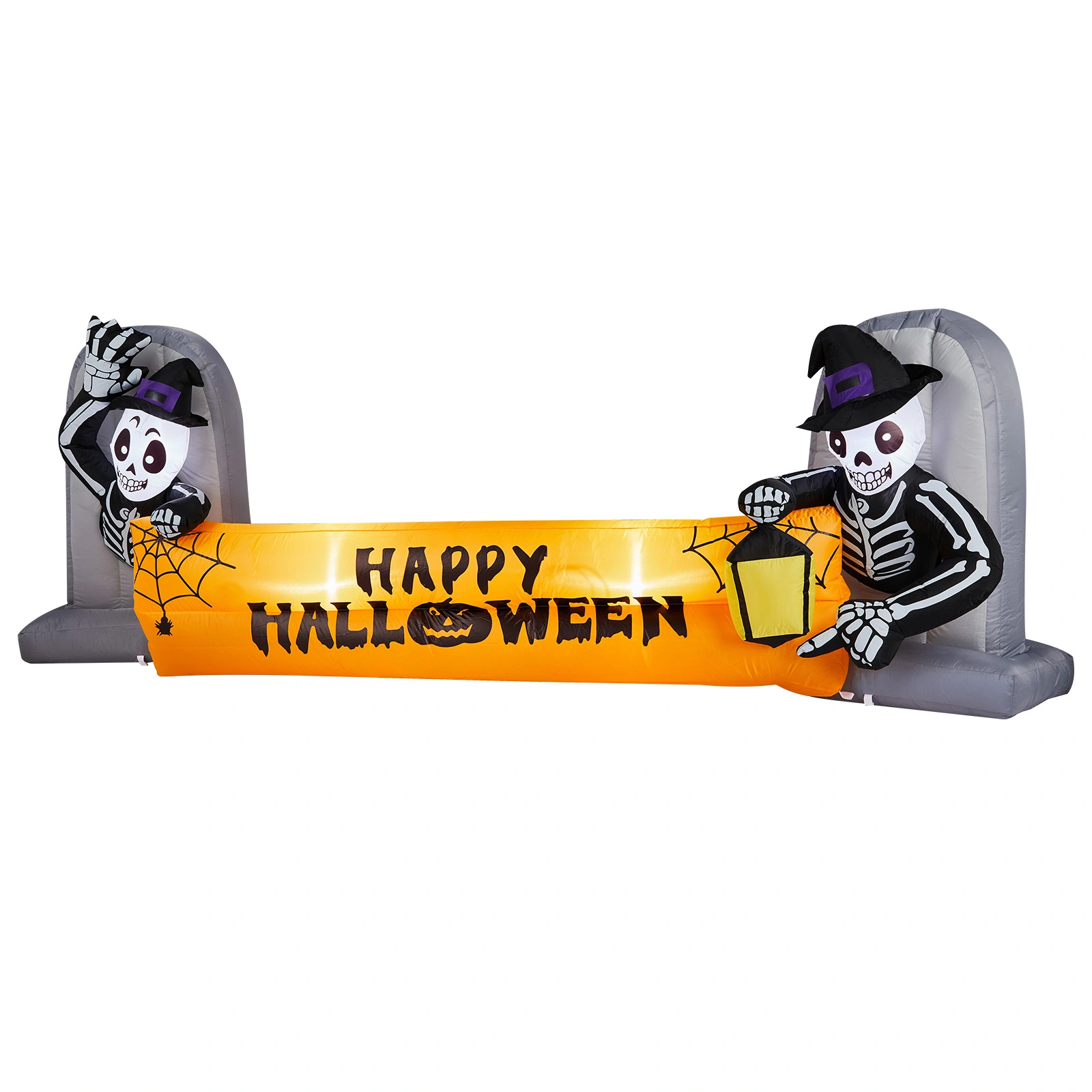 9.6FT Large Halloween Inflatable Decorations Skeleton Tombstone Banner, Outdoor Decorations Blow Up Yard Decor with Built-in LEDs for Halloween Holiday Party Outdoor Garden Yard Lawn Decor view 2