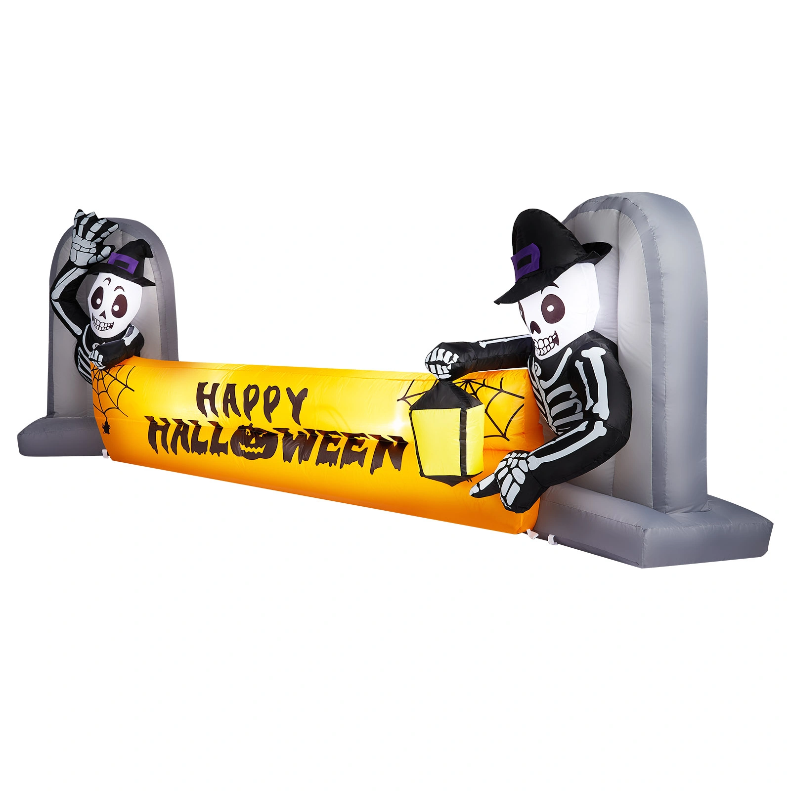 9.6FT Large Halloween Inflatable Decorations Skeleton Tombstone Banner, Outdoor Decorations Blow Up Yard Decor with Built-in LEDs for Halloween Holiday Party Outdoor Garden Yard Lawn Decor view 3