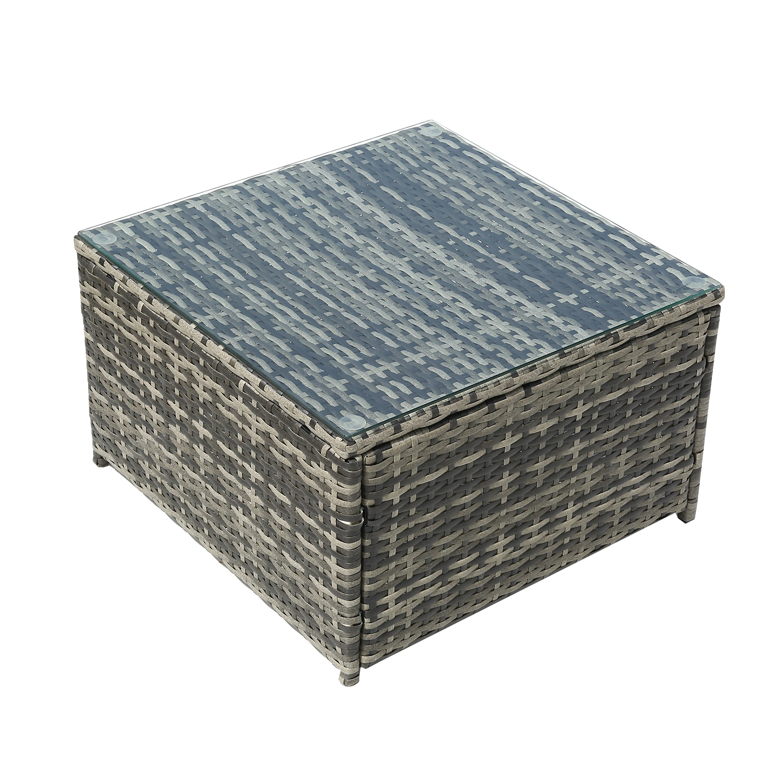2-Piece Rattan Sofa Set with Coffee Table - 2-Seater & 3-Seater, Dark Gray Gradient Cushions, Iron Frame, Outdoor Patio Furniture