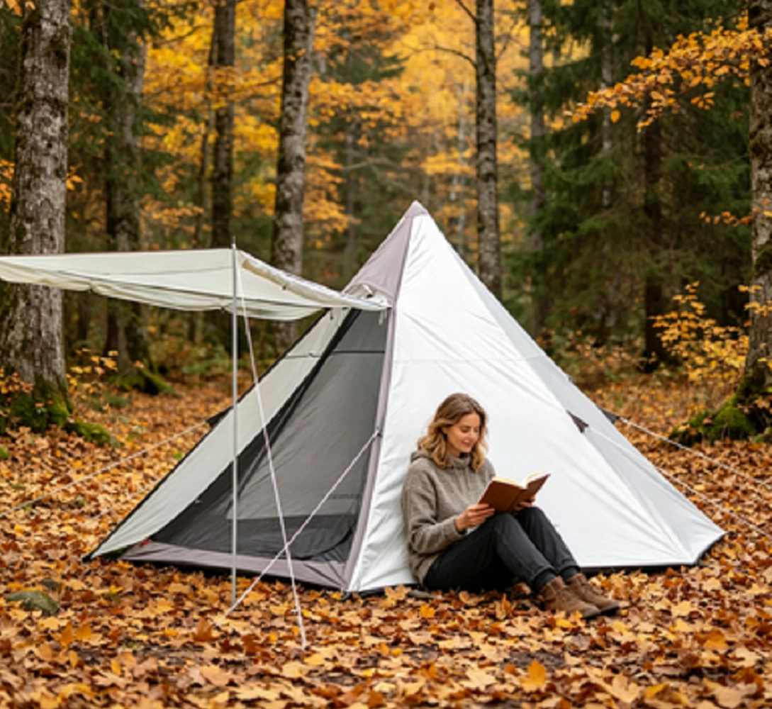 Pole-Free Rainproof Indian Teepee Pyramid Camping Tent, Easy Setup Outdoor Shelter view 4