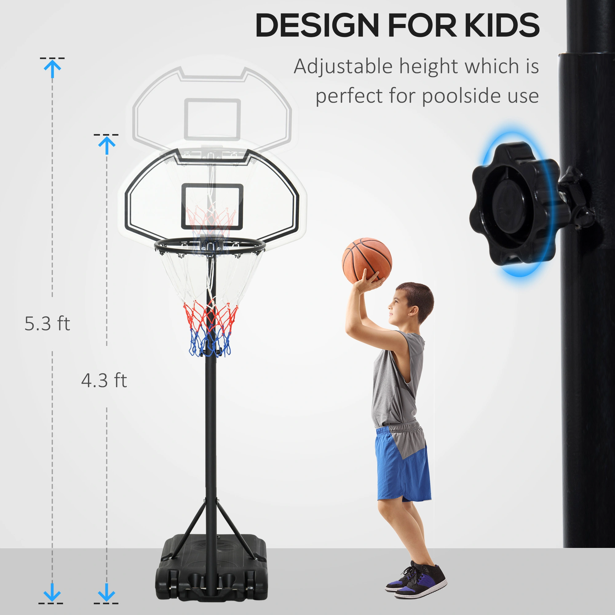 Kids Basketball Hoop Adjustable Height Indoor Outdoor Portable Youth Basketball Goal for Boys & Girls Ages 3+ view 3