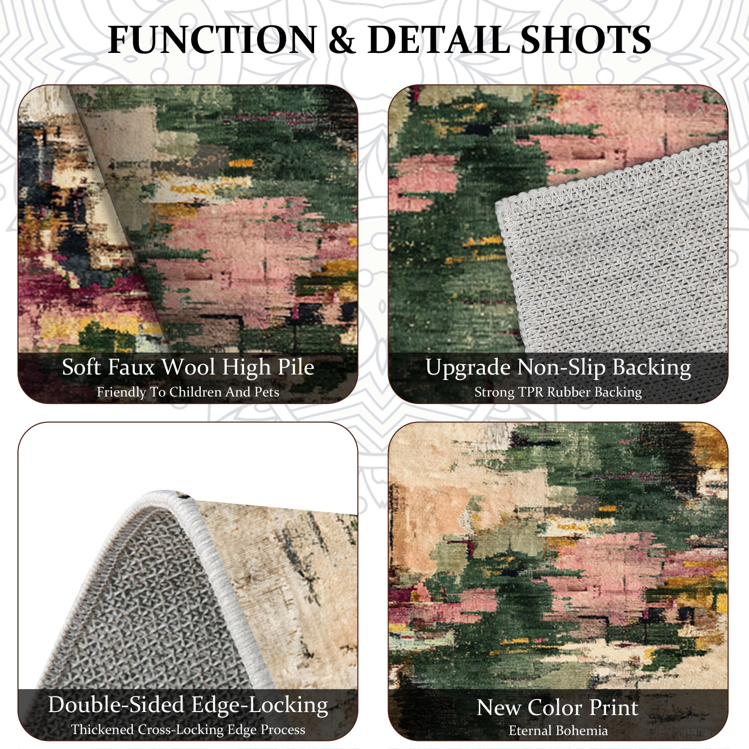Three-piece kitchen rug set, non-slip and washable, abstract pattern kitchen hallway rug, soft and comfortable, suitable for sinks, floors, entrances, hallways and bathrooms. view 8
