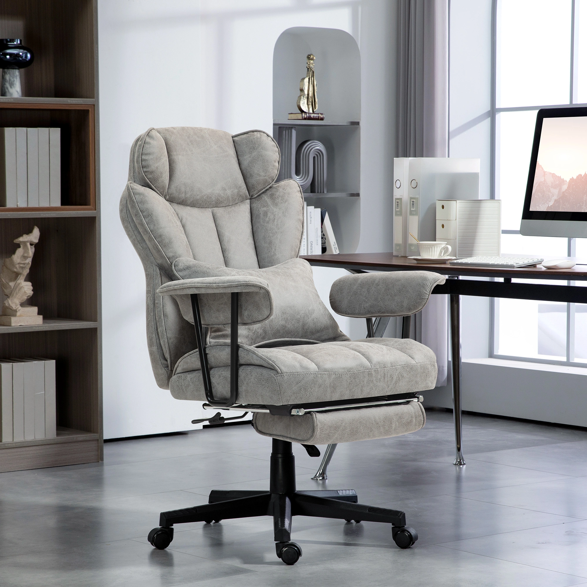 Ergonomic Office Chair with Massage Function, High Back Mesh Computer Chair with Lumbar Support, Adjustable Headrest Armrests