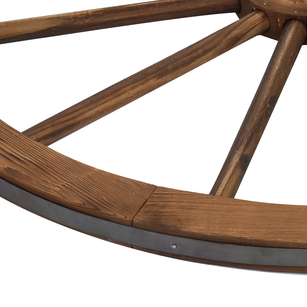 2pcs 30-Inch Old Western Style Garden Art Wall Decor Wooden Wagon Wheel Brown view 11