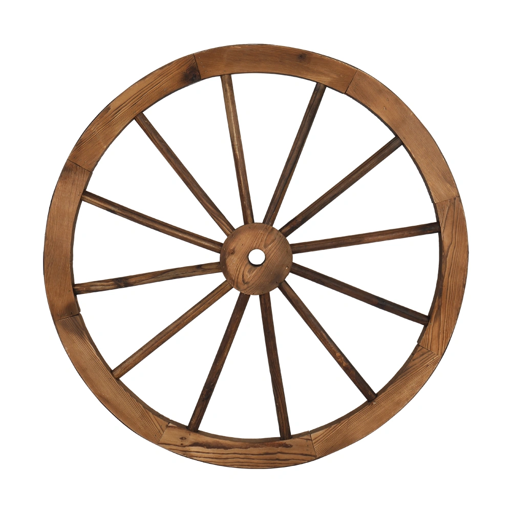 2pcs 30-Inch Old Western Style Garden Art Wall Decor Wooden Wagon Wheel Brown view 6