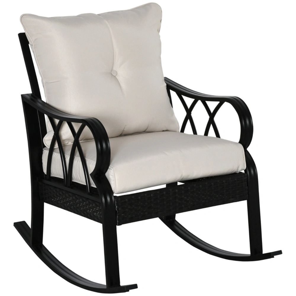 Garden Rocking Chair Wicker Outdoor Porch Chair for Patio Backyard Deck