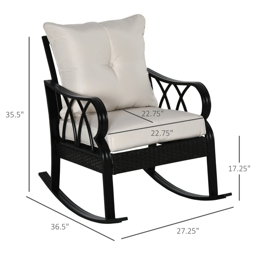 Garden Rocking Chair Wicker Outdoor Porch Chair for Patio Backyard Deck view 3