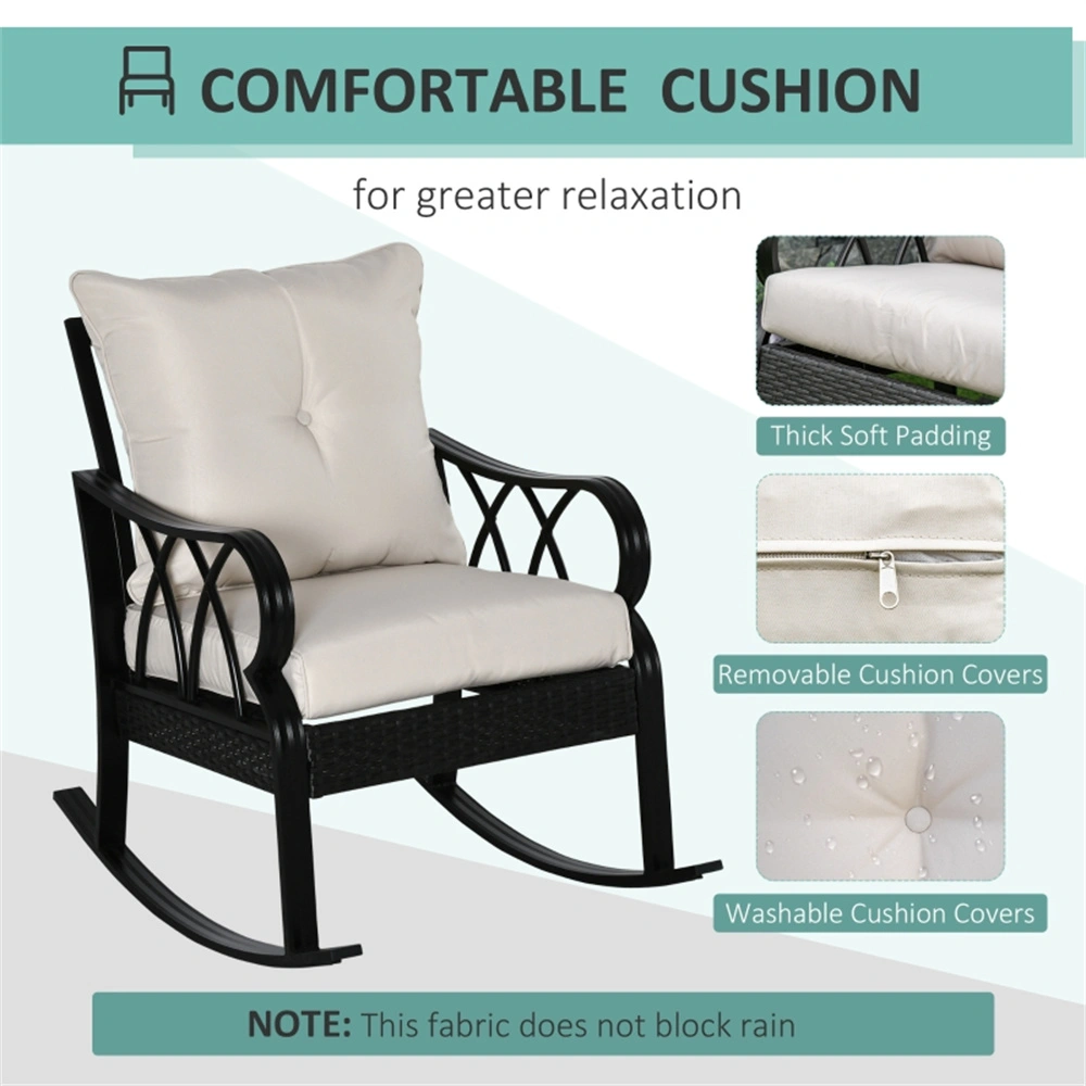 Garden Rocking Chair Wicker Outdoor Porch Chair for Patio Backyard Deck view 5