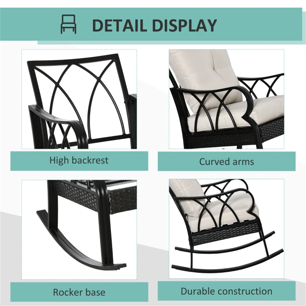 Garden Rocking Chair Wicker Outdoor Porch Chair for Patio Backyard Deck view 6