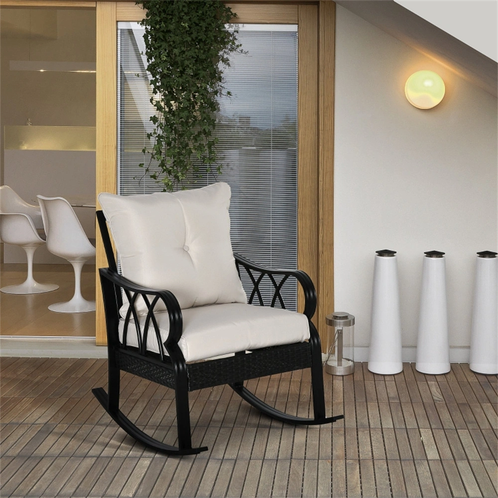 Garden Rocking Chair Wicker Outdoor Porch Chair for Patio Backyard Deck view 7