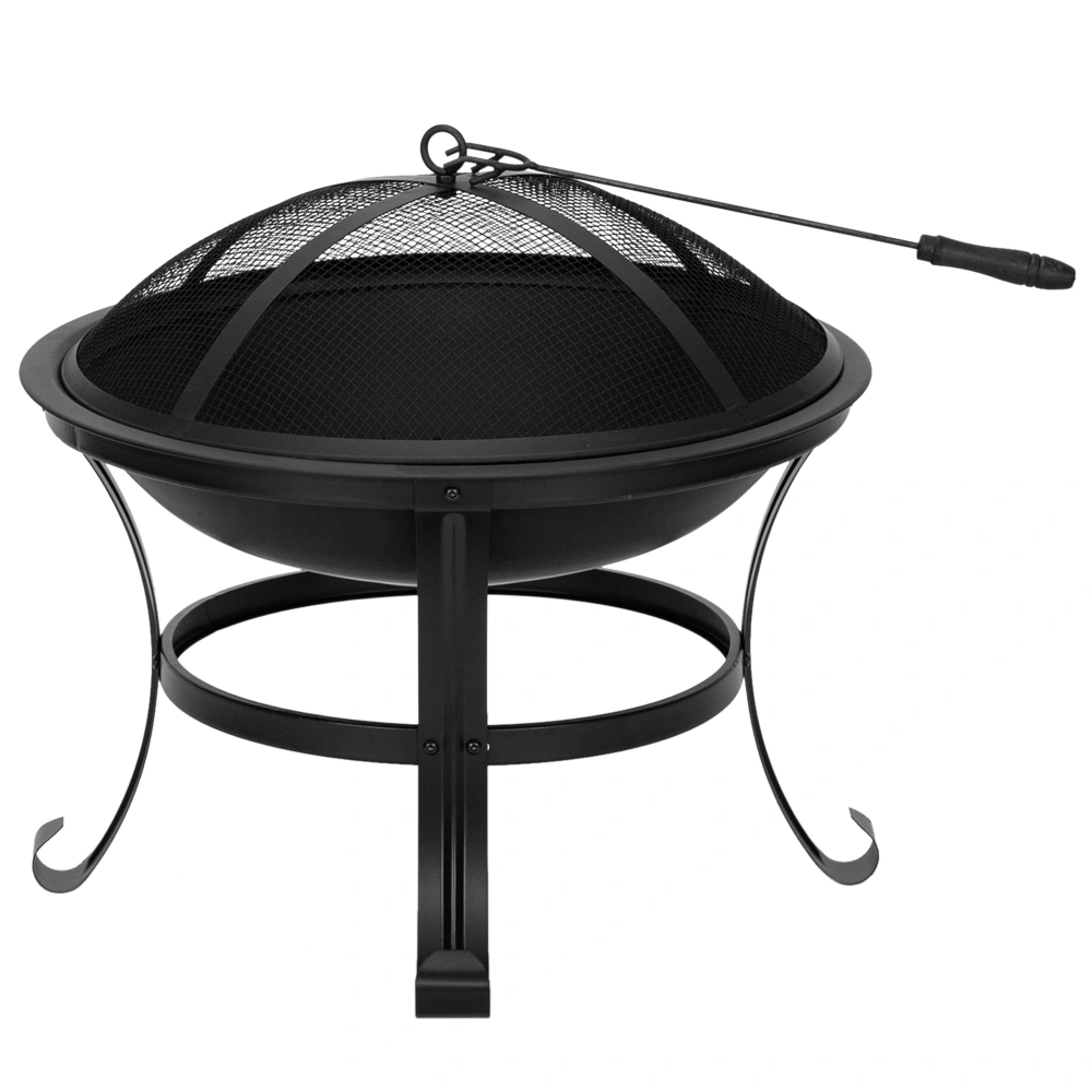 22" Iron Curved Feet Brazier Wood Burning Fire Pit Bowl for Outdoor Backyard Poolside Decor view 3
