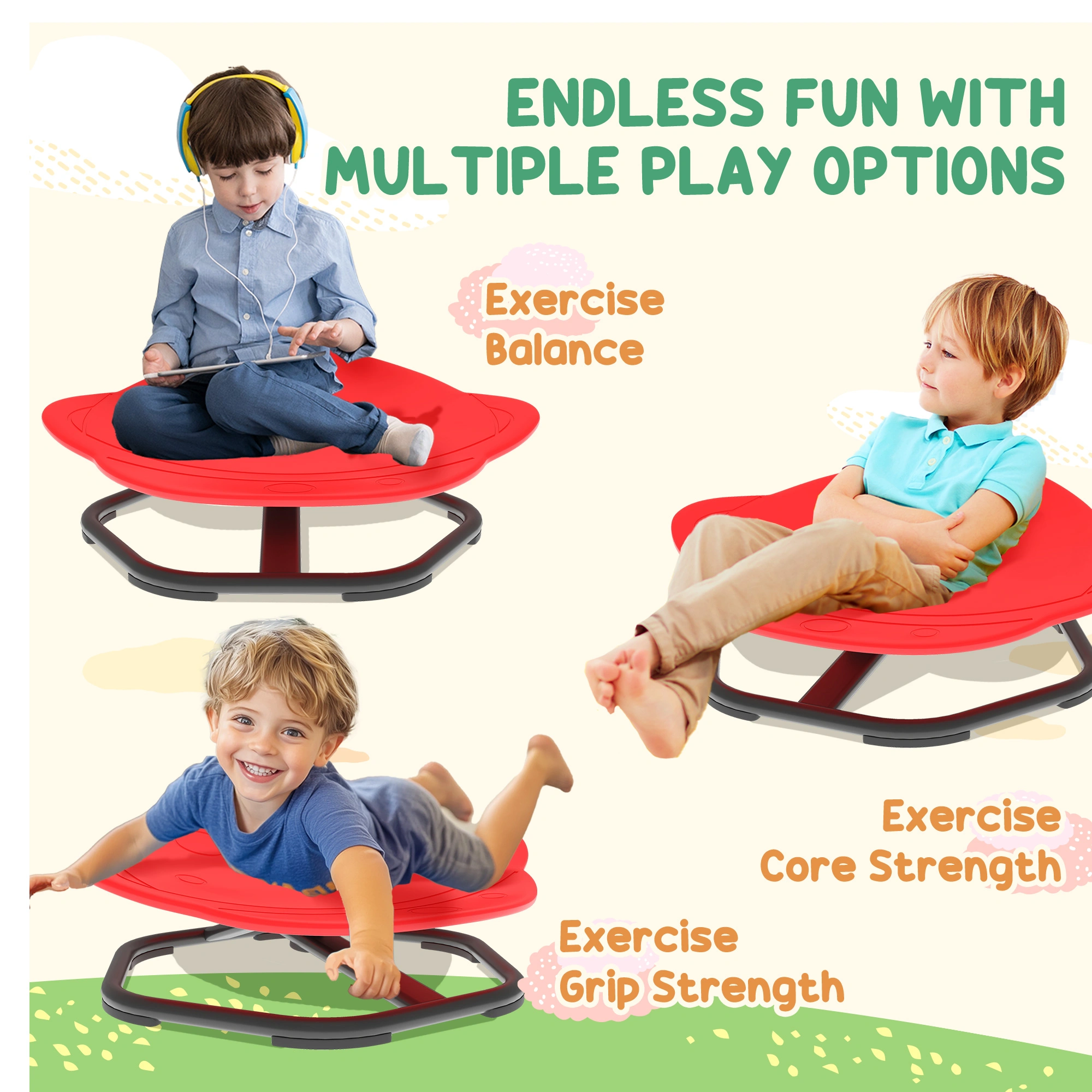 Sensory Spinning Chair - Indoor Outdoor Fidget Throne Rotating Spin Chair for Kids & Adults view 4