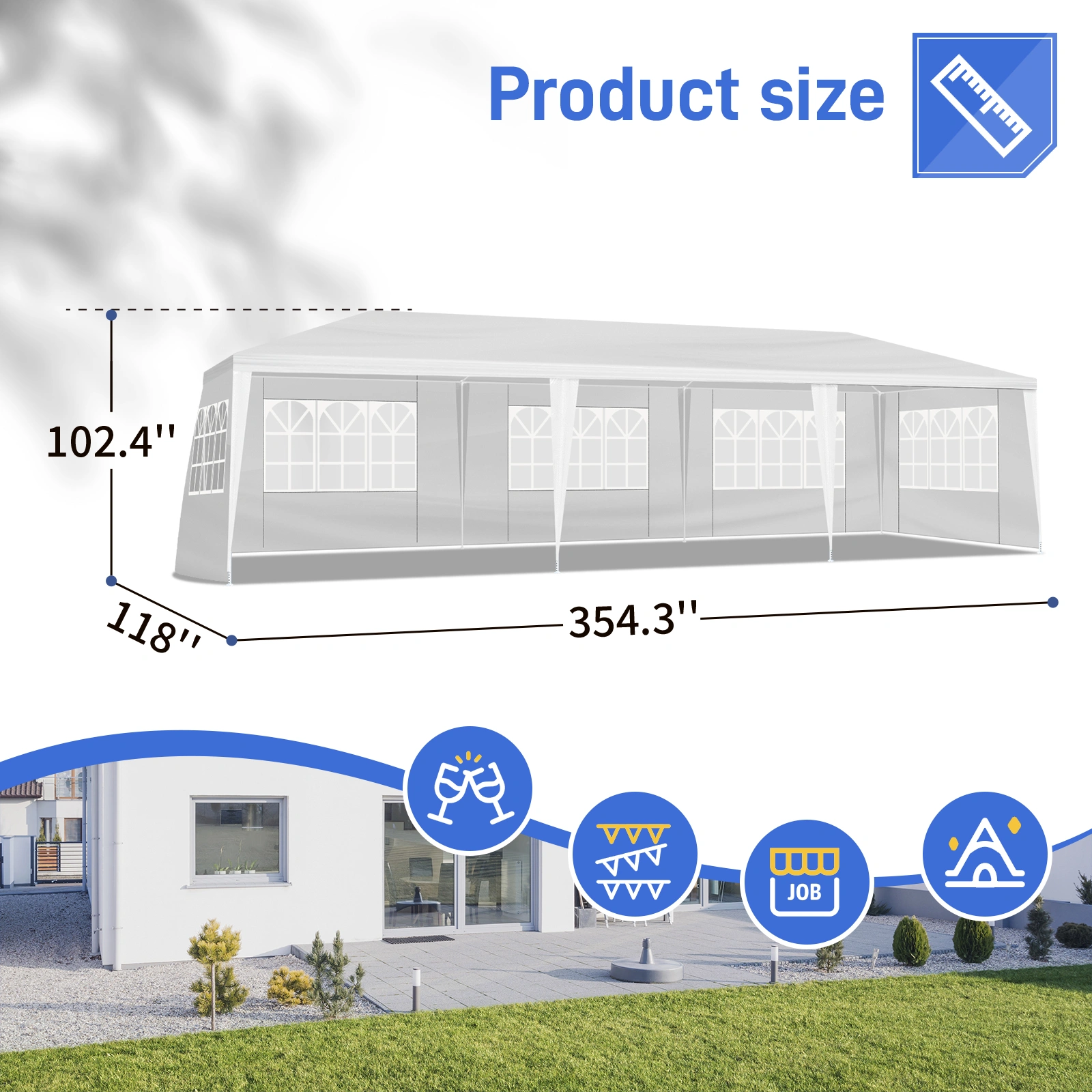 3*9m 5-Sided Iron PE Cloth Spiral Pipe Pergola view 21