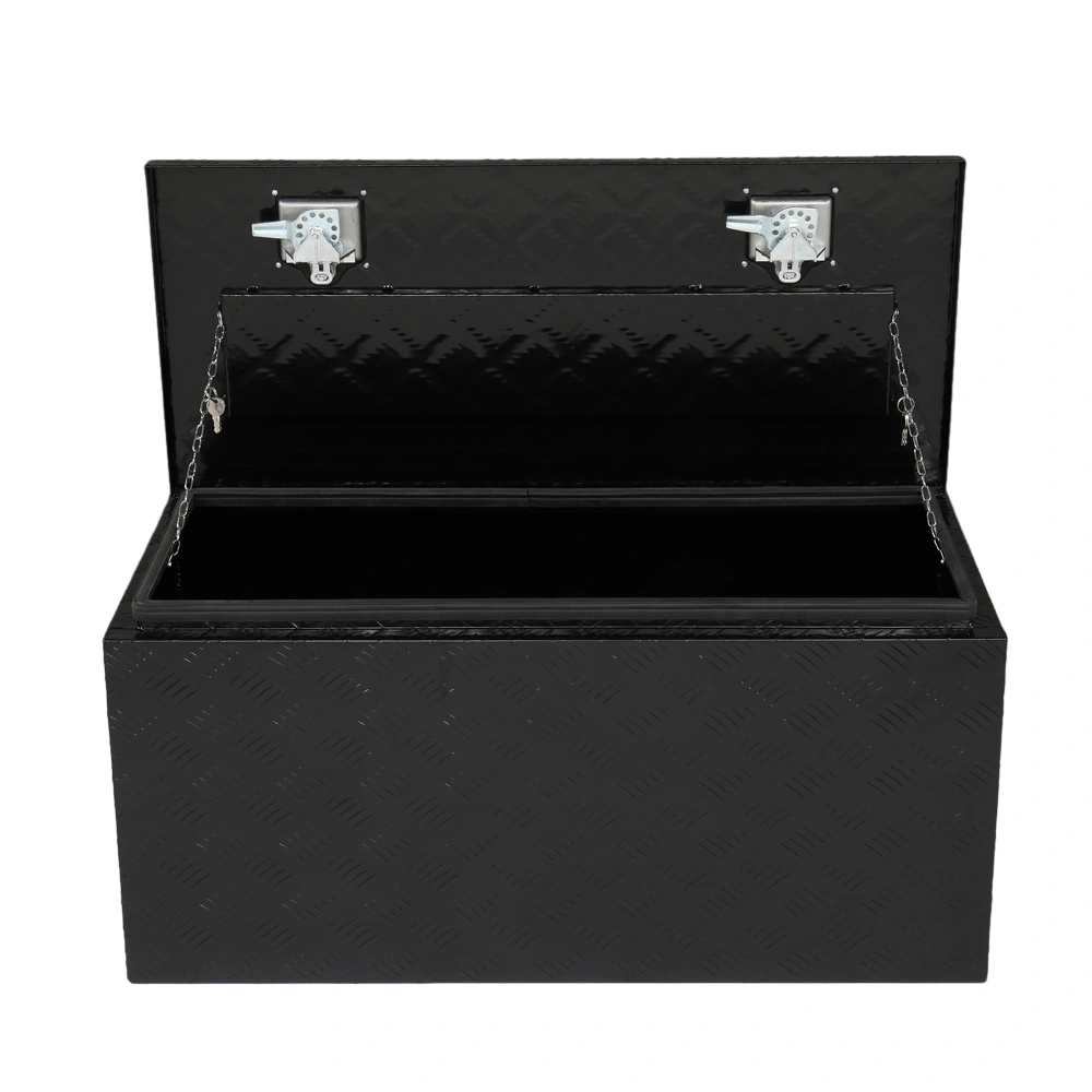 36 Inch Aluminum Under Body Toolbox 5 Bar Tread Surface Black - Heavy Duty Truck Side Storage Box view 10