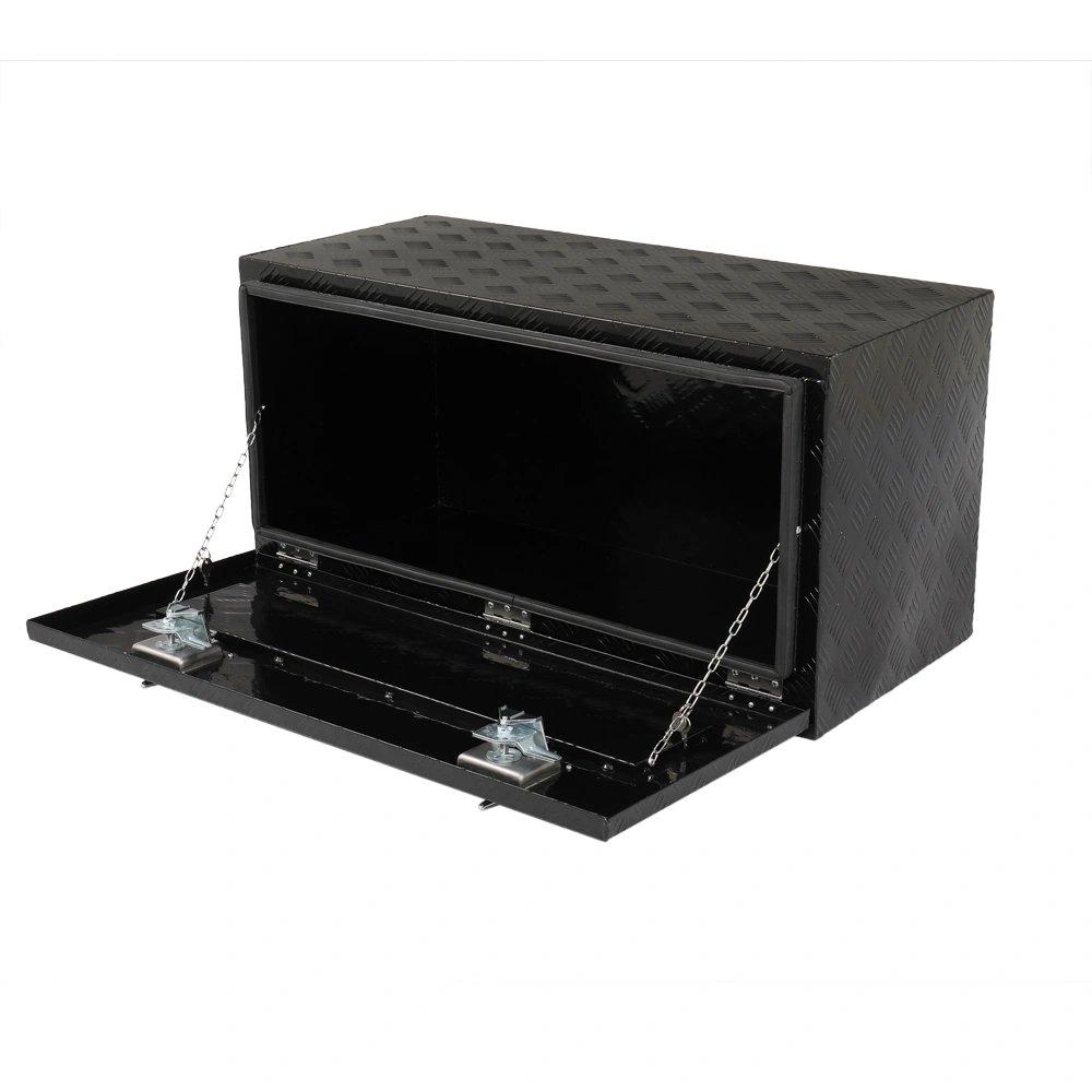 36 Inch Aluminum Under Body Toolbox 5 Bar Tread Surface Black - Heavy Duty Truck Side Storage Box view 3