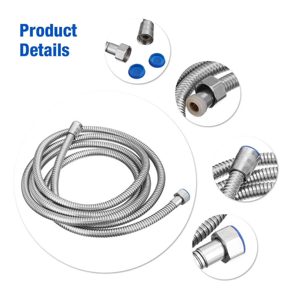 2m (79") Shower Head Hose, Flexible Handheld Bath Tubing Connector, Chrome Bathroom Replacement Tube (Shower Head Not Included) view 5
