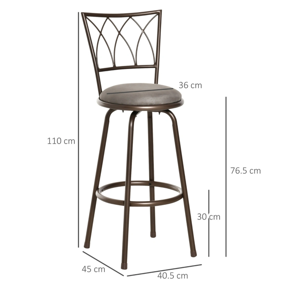 Set of 2 Bar Stools, Ergonomic Dining Chair with Adjustable Height, Modern Swivel Office Chair for Kitchen view 3