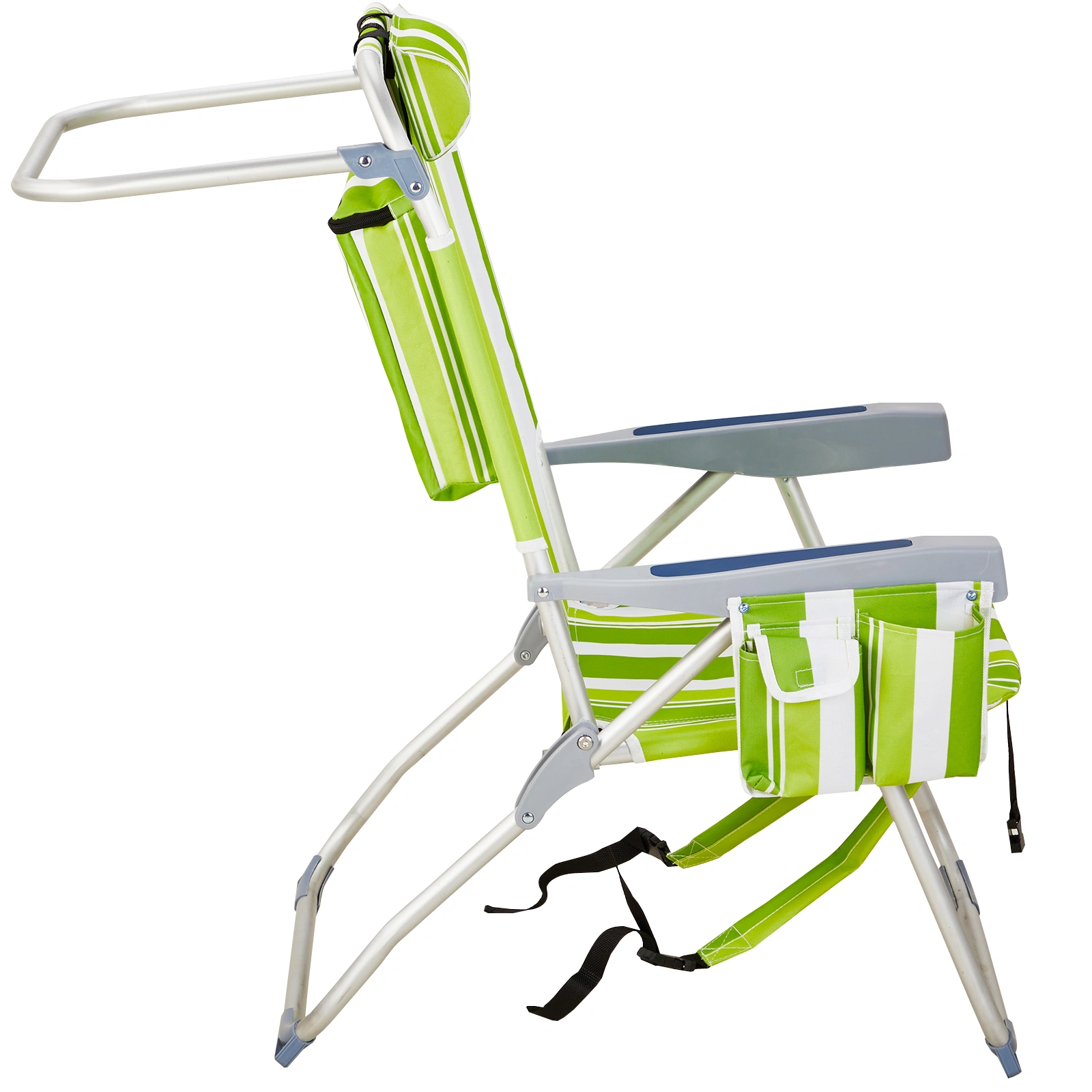 63*70*99cm Heightened Oxford Cloth Silver White Aluminum Tube Bearing 100kg Beach Chair Green Stripes view 12