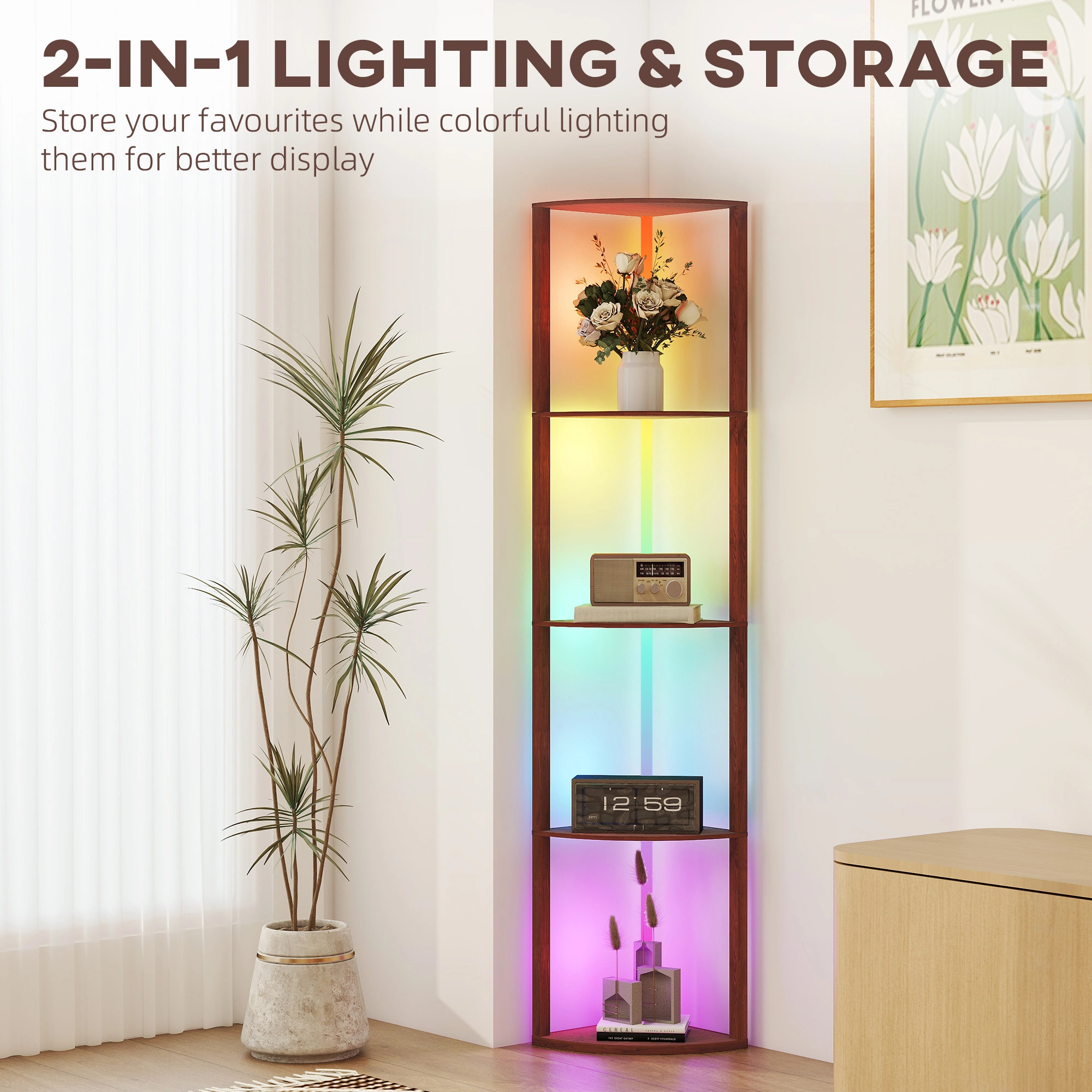 Modern Floor Lamp with Adjustable Arm, LED Reading Light, Slim Standing Lamp for Living Room Bedroom view 2