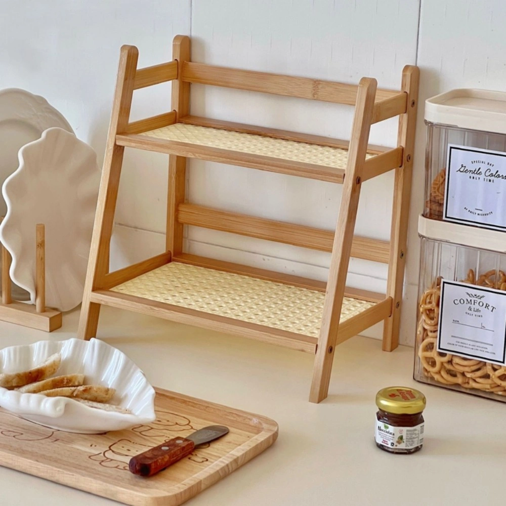 2-Tier Kitchen Countertop Organizer - Wooden Multipurpose Storage Shelf Rack Organizer (Large)