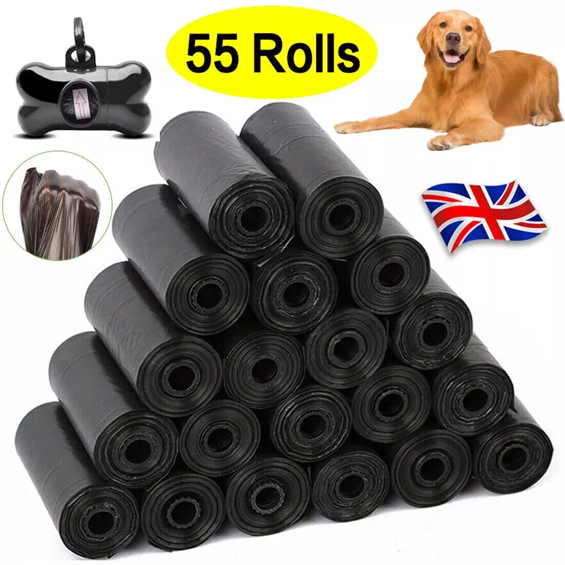 1100x Biodegradable Dog Poo Bags Waste Bags with Dispenser Eco-Friendly for Cats