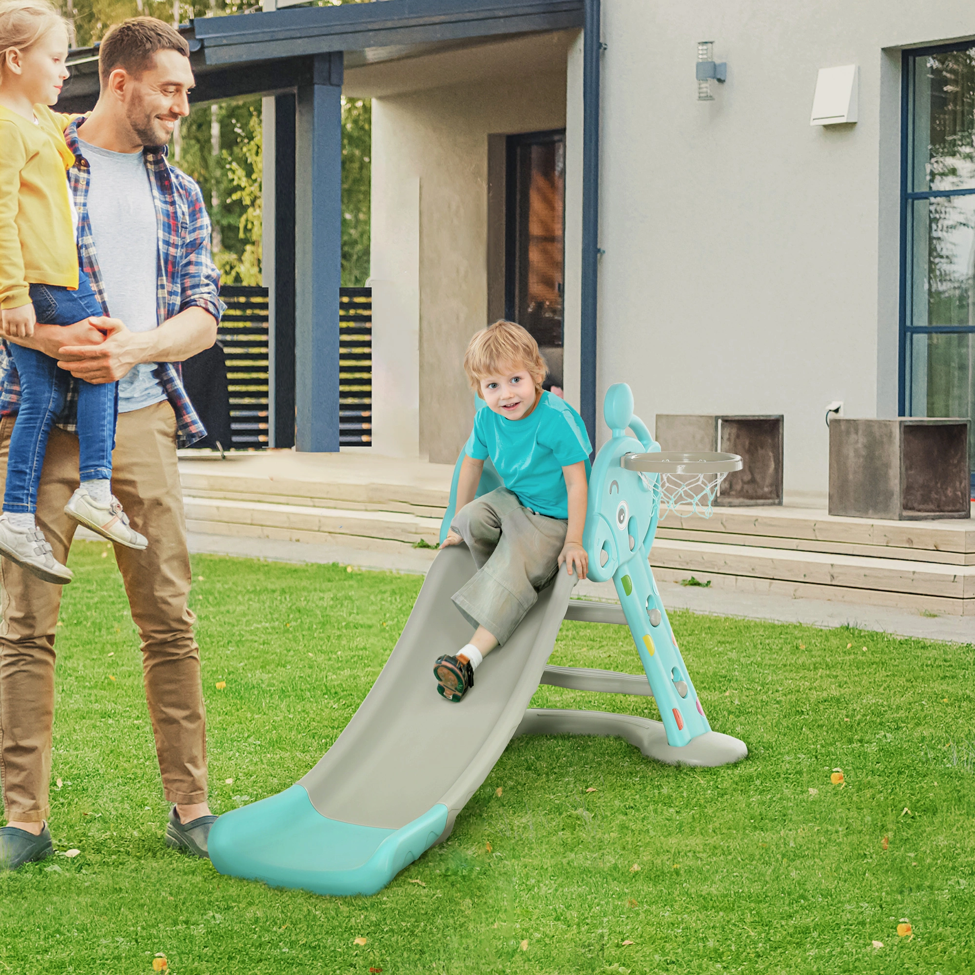 Kids Small Toddler Slide for Indoor Outdoor, Compact Mini Slip n Slide for Toddlers Ages 1-3, Easy Assembly