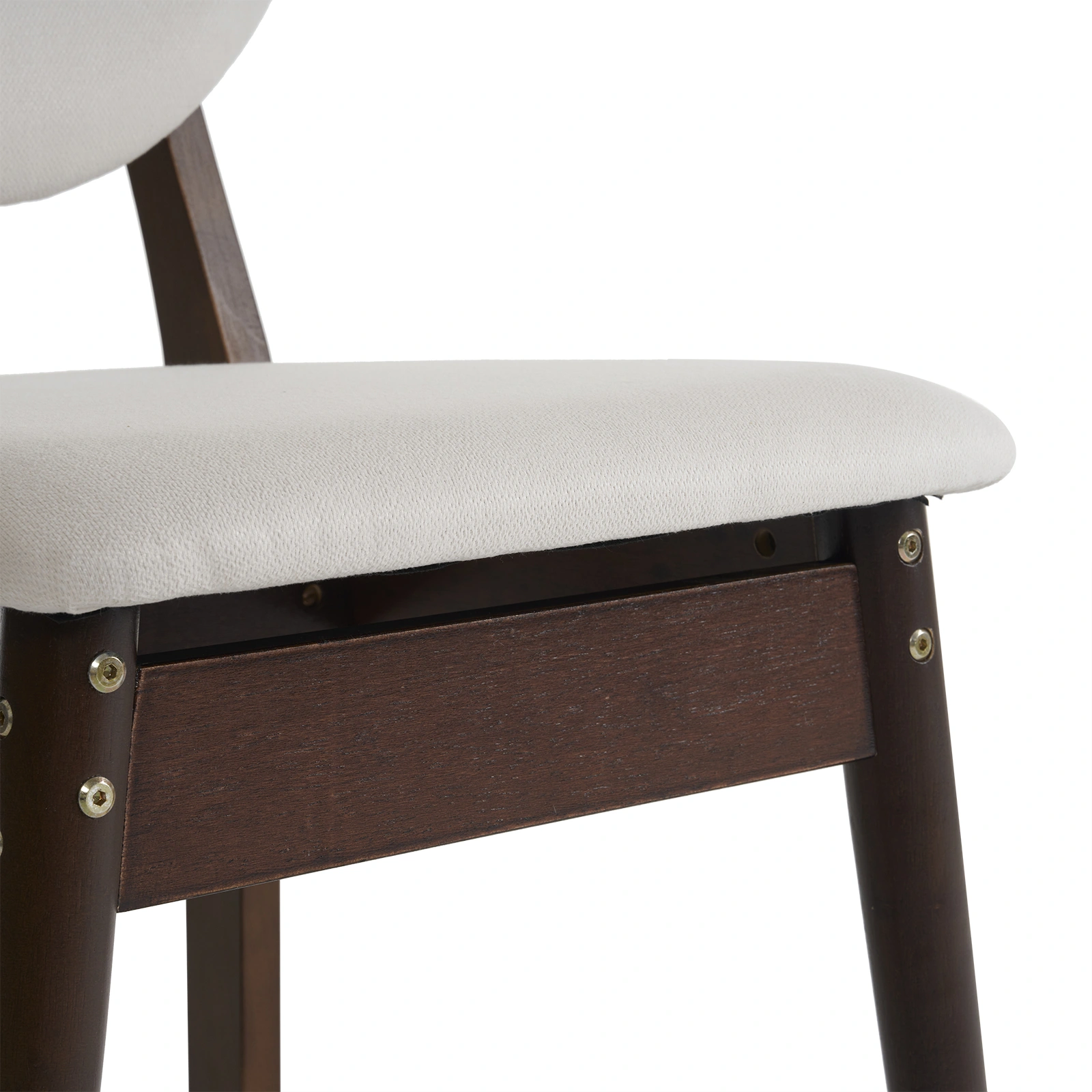 Rubber wood soft bag deep walnut dining table and chair set 1 table 4 chairs beige cushion rectangular view 13