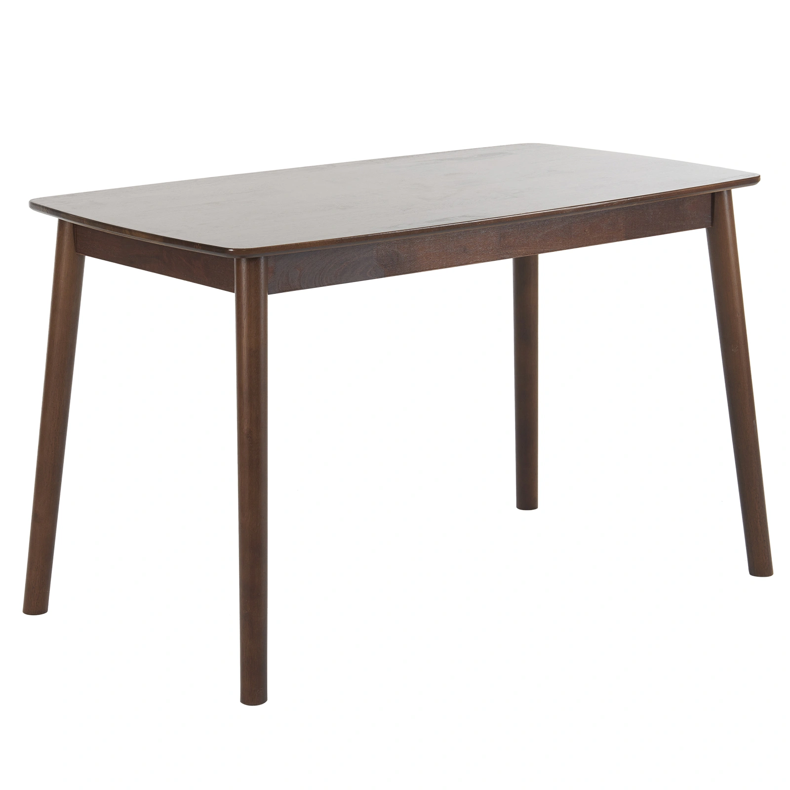 Rubber wood soft bag deep walnut dining table and chair set 1 table 4 chairs beige cushion rectangular view 15