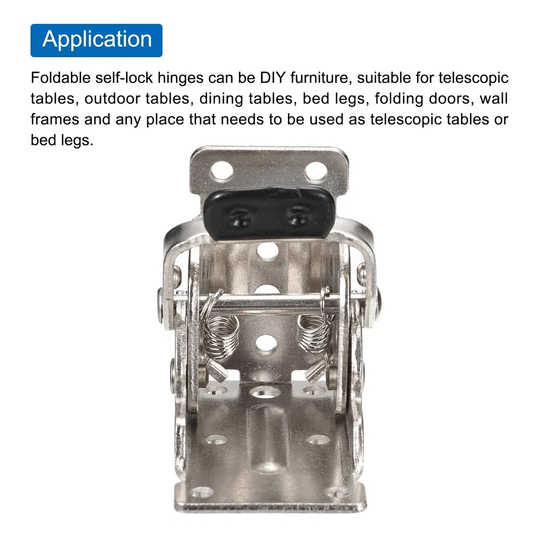 4x 90 Degree Self-Locking Hinges for Folding Table & Chair Legs, Heavy-Duty Bracket Hardware Replacement Parts view 4