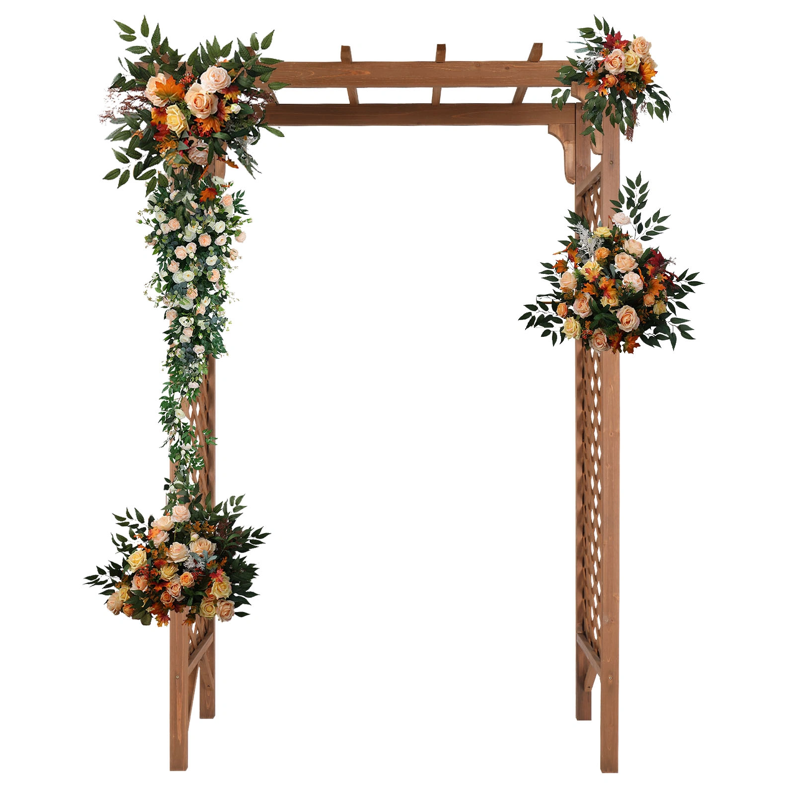 152*60*215cm Beautiful And Practical Flat-Topped Wooden Arch Garden Arch Dark Brown view 7