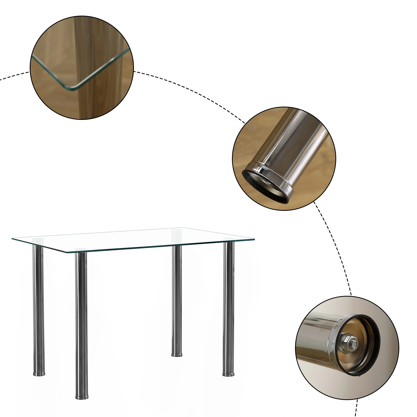 110CM Clear Color Dining Table Set (This product will be split into two packages) view 21