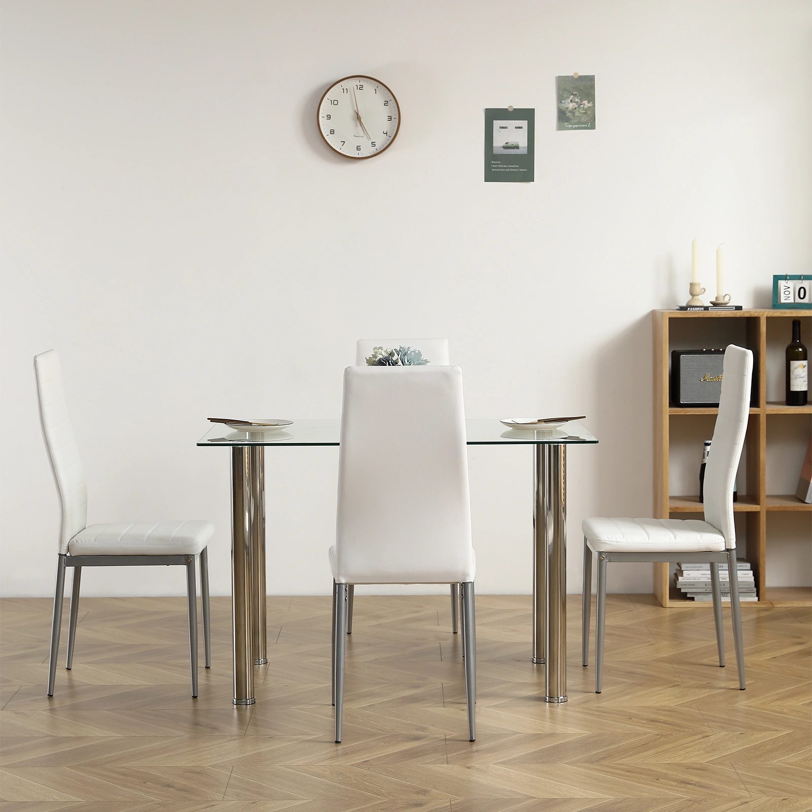 110CM Clear Color Dining Table Set (This product will be split into two packages) view 25