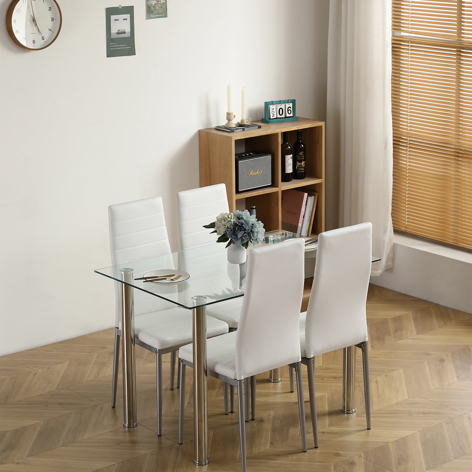 110CM Clear Color Dining Table Set (This product will be split into two packages) view 32