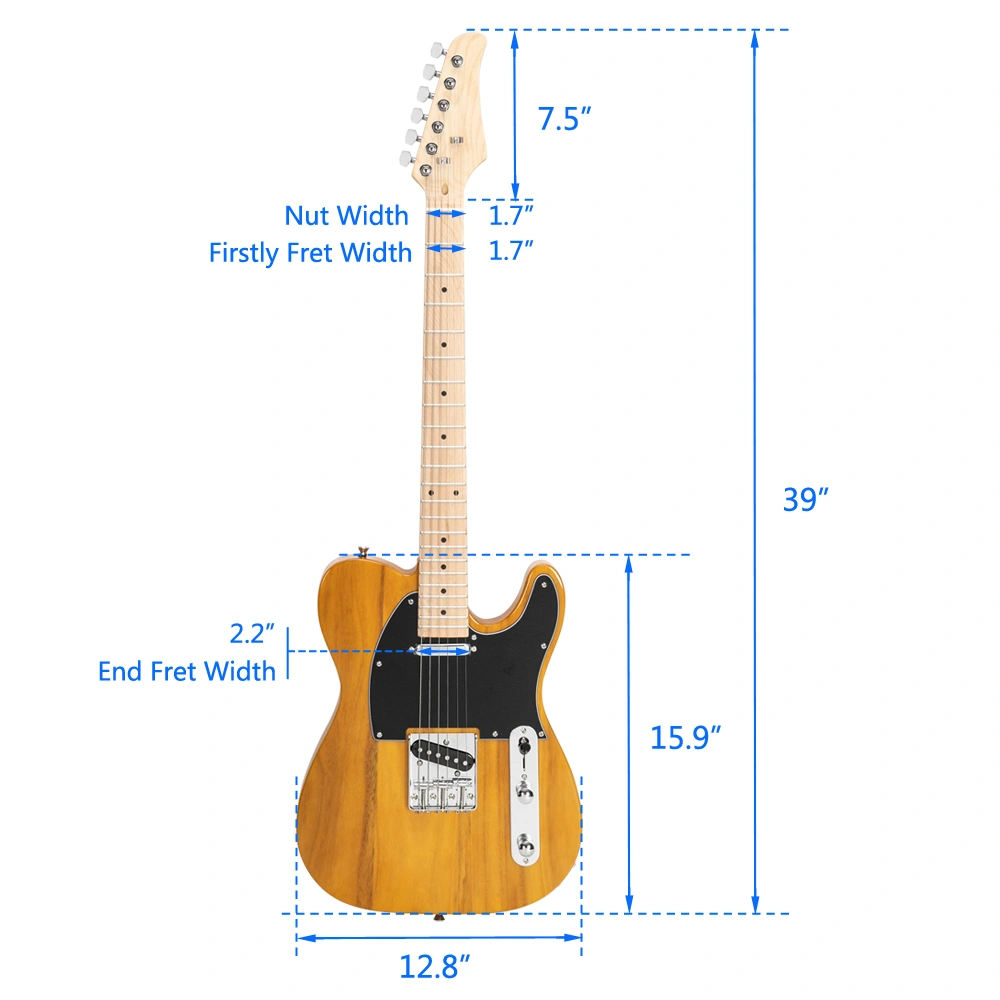 Maple Fingerboard GTL Electric Guitar SS Pickup Transparent Yellow view 18