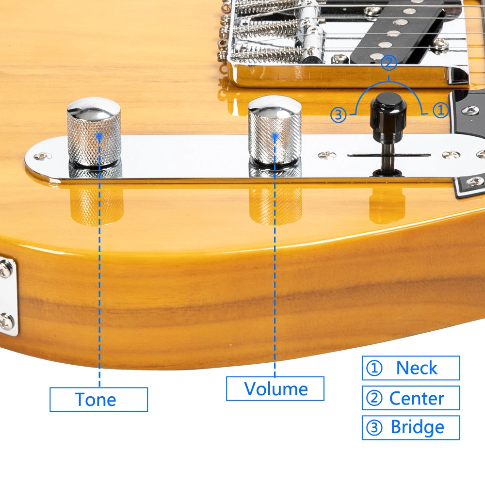 Maple Fingerboard GTL Electric Guitar SS Pickup Transparent Yellow view 20
