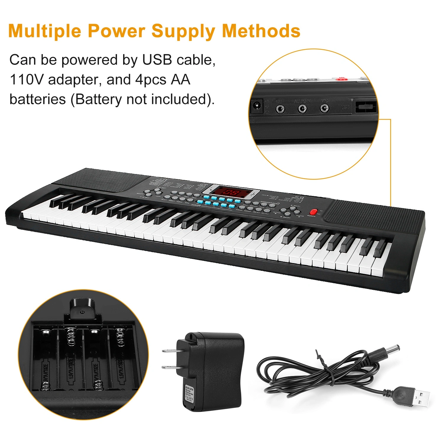 61 Key Kids Piano Toy with Adjustable Stand & Microphone - Multifunctional Electronic Keyboard with 16 Tones, 10 Rhythms, Recording & HD Screen, Educational Music Toy for Boys Girls Birthday Christmas Gift view 2