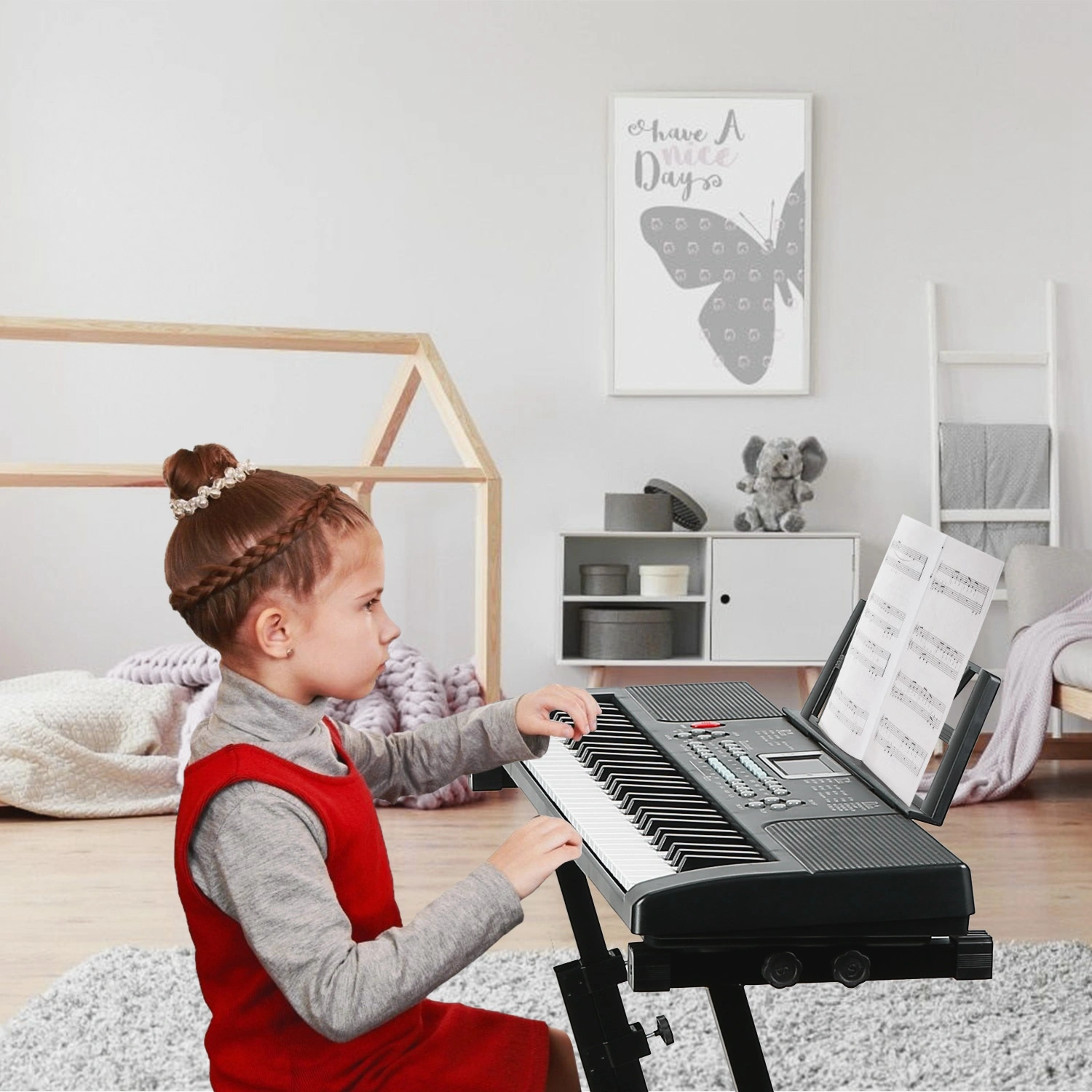 61 Key Kids Piano Toy with Adjustable Stand & Microphone - Multifunctional Electronic Keyboard with 16 Tones, 10 Rhythms, Recording & HD Screen, Educational Music Toy for Boys Girls Birthday Christmas Gift view 7