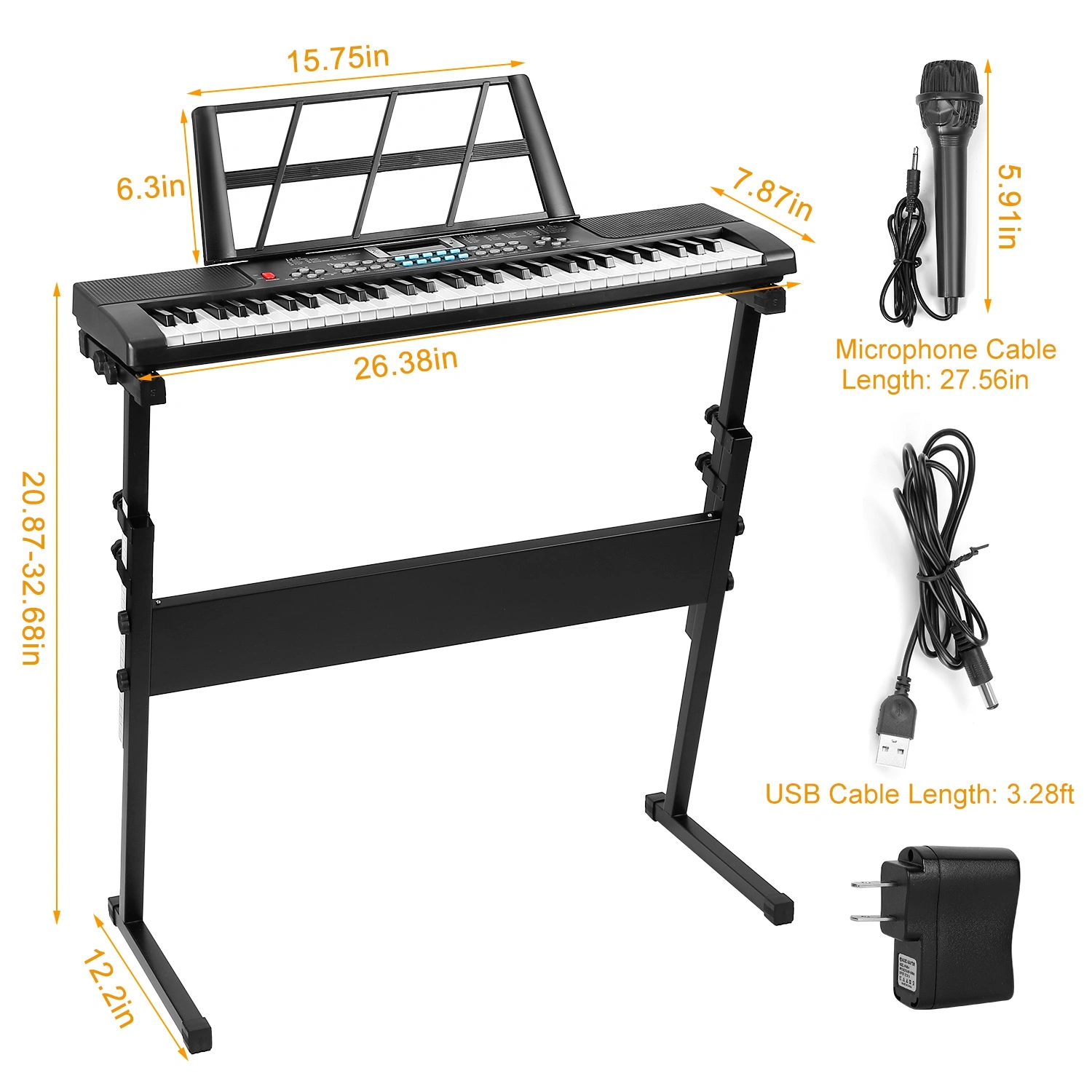 61 Key Kids Piano Toy with Adjustable Stand & Microphone - Multifunctional Electronic Keyboard with 16 Tones, 10 Rhythms, Recording & HD Screen, Educational Music Toy for Boys Girls Birthday Christmas Gift view 9