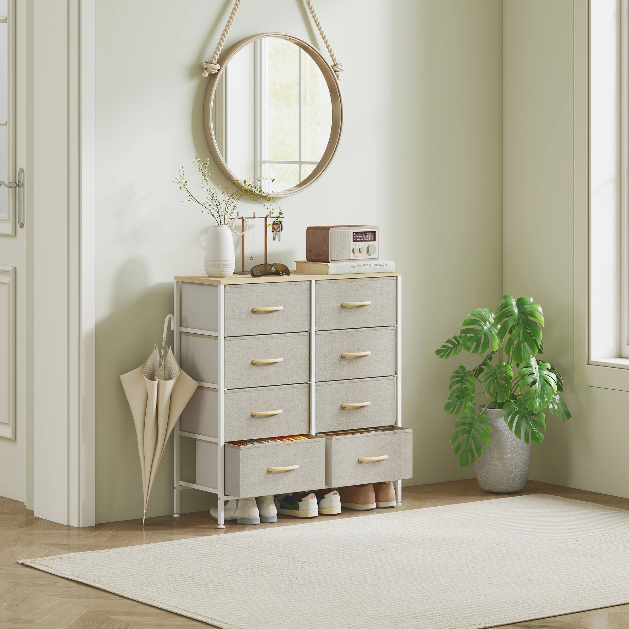 Rustic Wood Storage Chest of Drawers - 3-Compartment Organizer Bureau for Bedding, Toys & Closet view 2