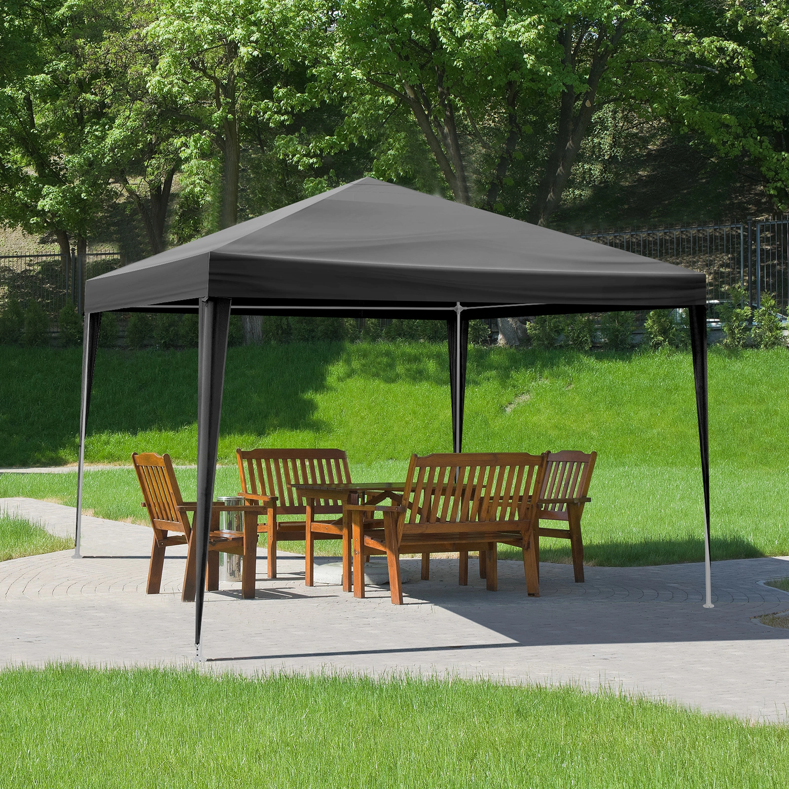 10'x10' Gazebo Waterproof Outdoor Canopy Patio Tent Party Tent for Wedding BBQ Cater, Black view 12