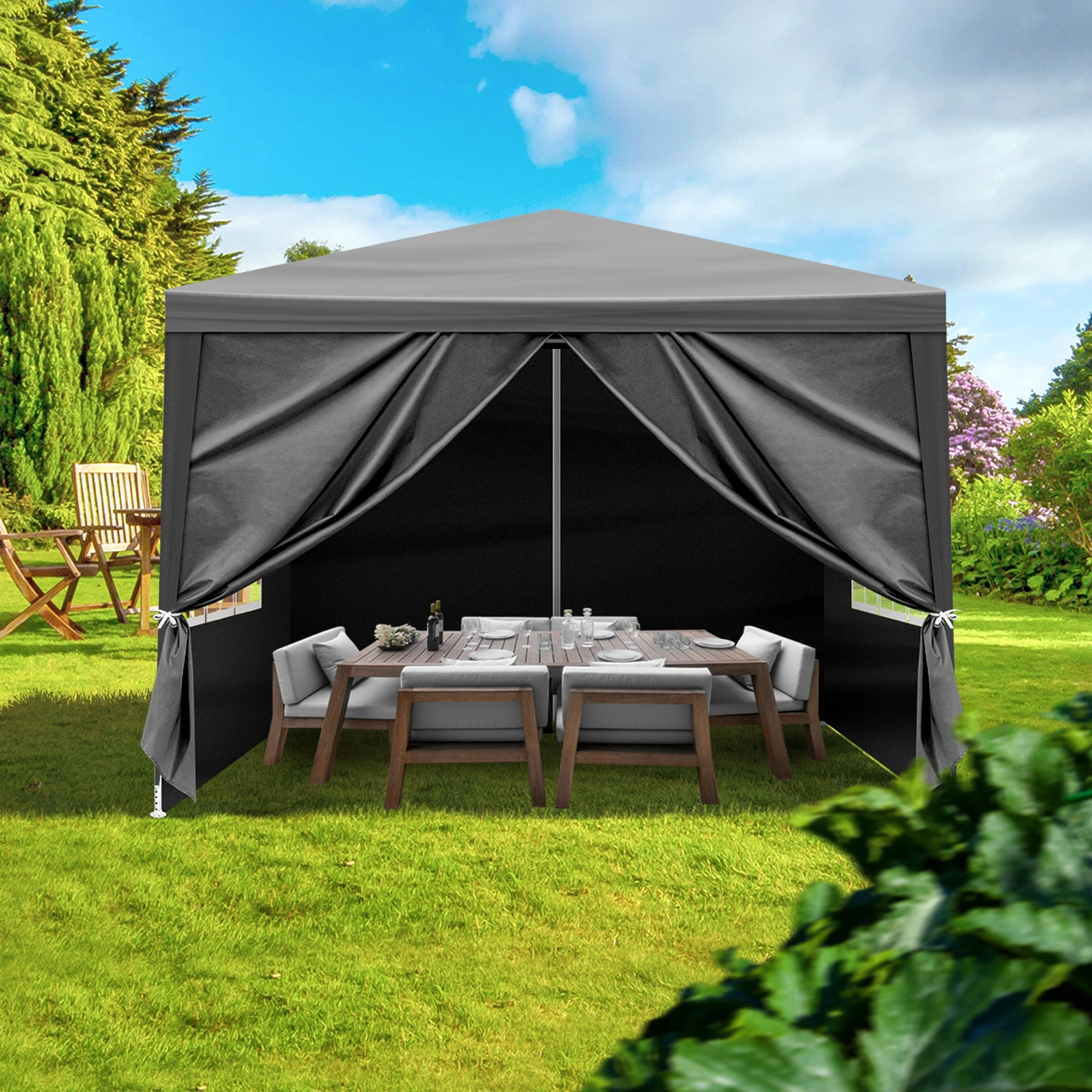 10'x10' Gazebo Waterproof Outdoor Canopy Patio Tent Party Tent for Wedding BBQ Cater, Black view 14