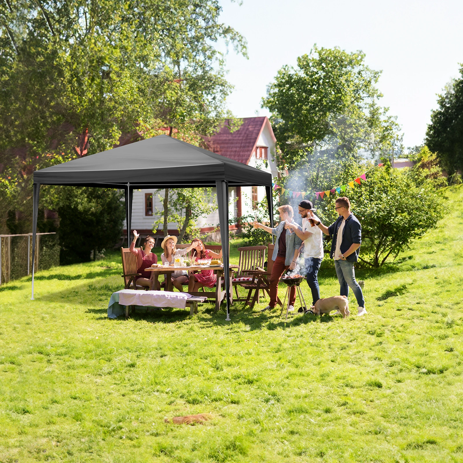 10'x10' Gazebo Waterproof Outdoor Canopy Patio Tent Party Tent for Wedding BBQ Cater, Black view 15