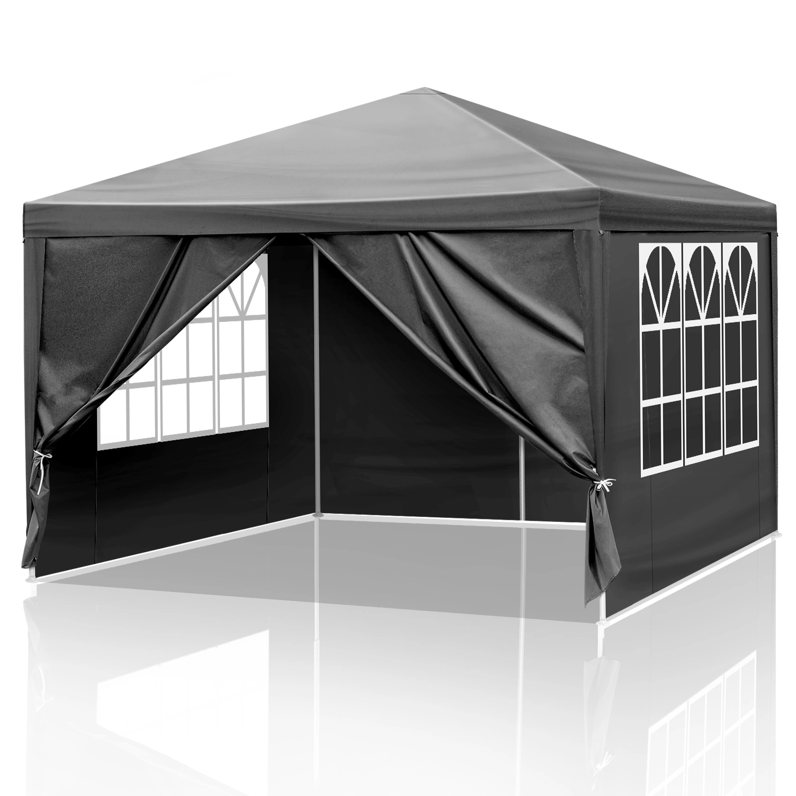 10'x10' Gazebo Waterproof Outdoor Canopy Patio Tent Party Tent for Wedding BBQ Cater, Black view 17