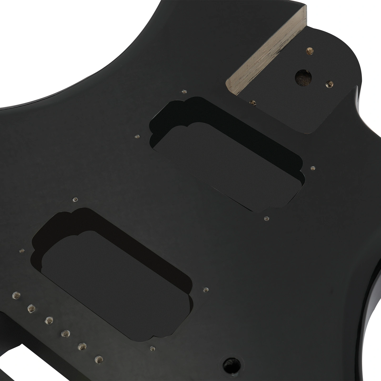 DIY 6 String Flame Shaped Style HSH Electric Guitar Kits with Mahogany Body, Maple Neck and Accessories Black view 7