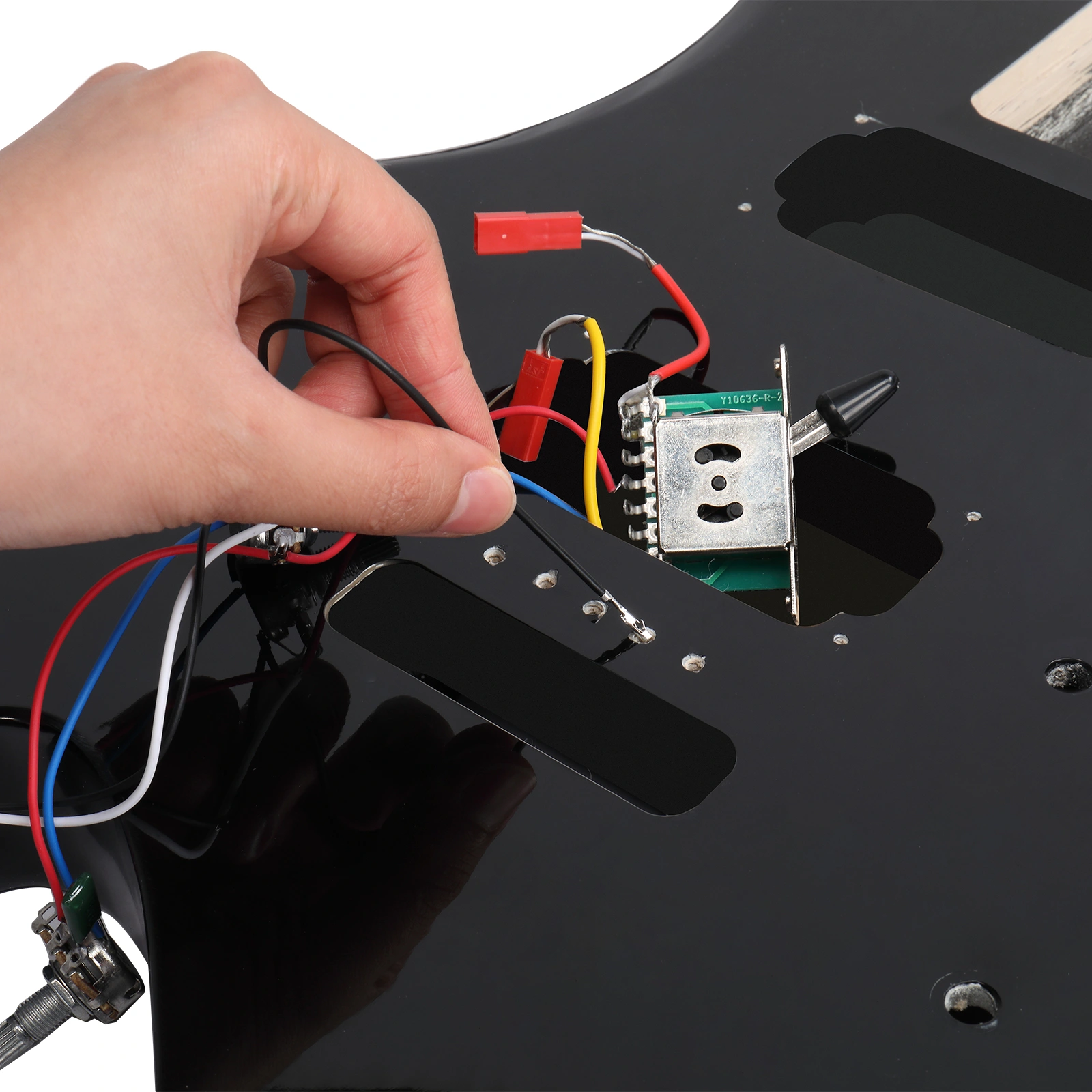DIY 6 String Flame Shaped Style HSH Electric Guitar Kits with Mahogany Body, Maple Neck and Accessories Black view 9