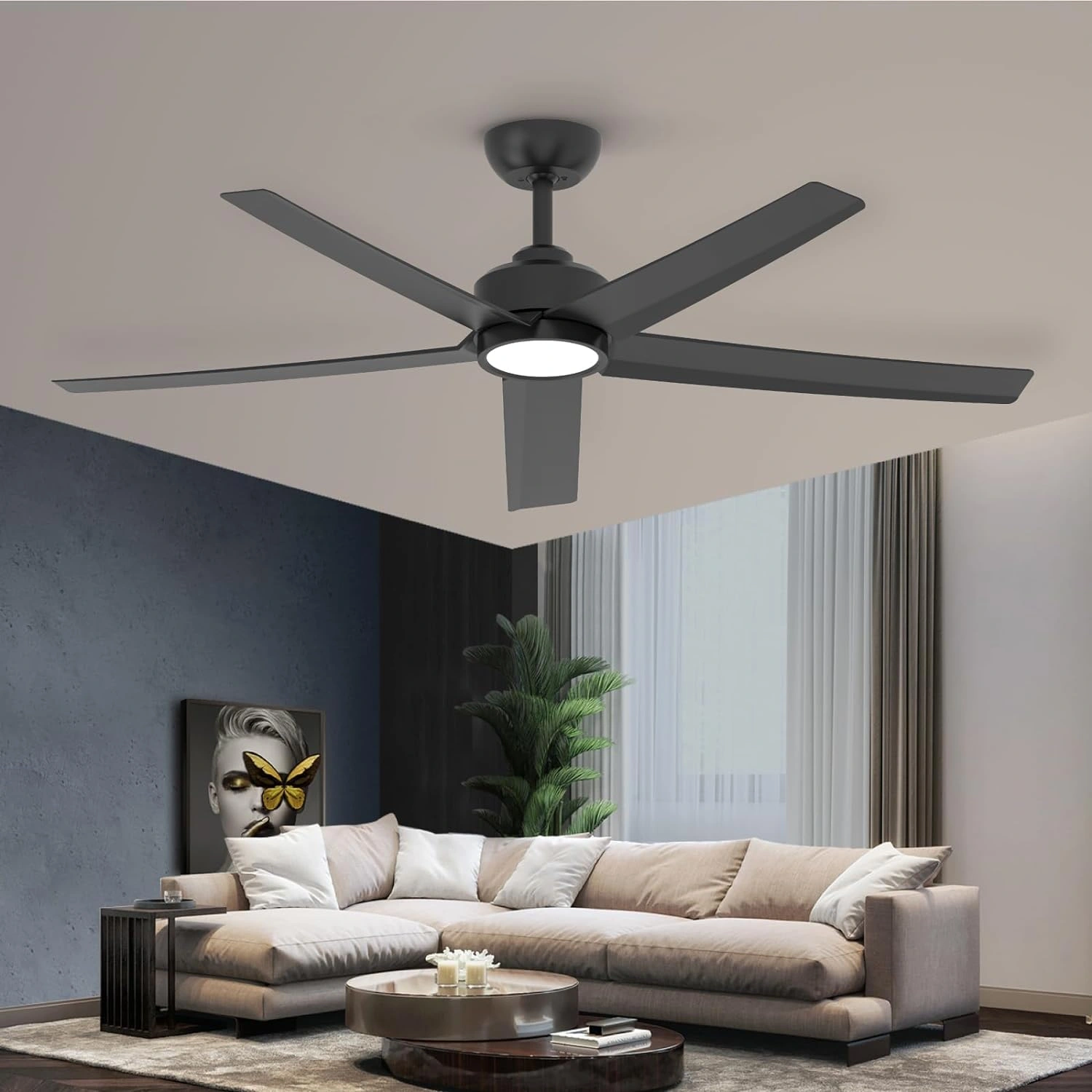 52 inch Ceiling Fans with Lights, Large Air Volume Ceiling Fans with Reversible Quiet DC Motor and Remote, 5D-W5, 5X-W5[Unable ship on weekends, TK/TEMU only for pickup, only TX10643 warehouse supports GOFO] view 6